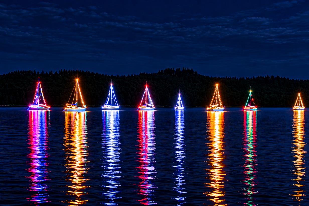Spiegelung Boote im Wasser