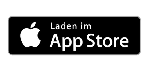 Schwarzes Banner mit wei&szlig;em Text &bdquo;Laden im App Store&ldquo; und Apple-Logo links.